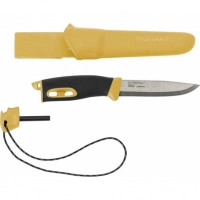 Нож с фиксированным лезвием Morakniv Companion Spark Black Yellow, сталь Sandvik 12C27, рукоять резина/пластик купить в Волжском