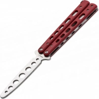 Тренировочный нож-бабочка (балисонг) Balisong Trainer, Boker Plus 01BO712, клинок из нержавеющей стали Zero-ground Plain (без заточки), рукоять стеклотекстолит G10, красный купить в Волжском