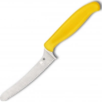 Универсальный кухонный нож Spyderco Z-Cut Serrated Offset Kitchen, сталь CTS™ — BD1 Alloy, рукоять желтый полипропилен купить в Волжском